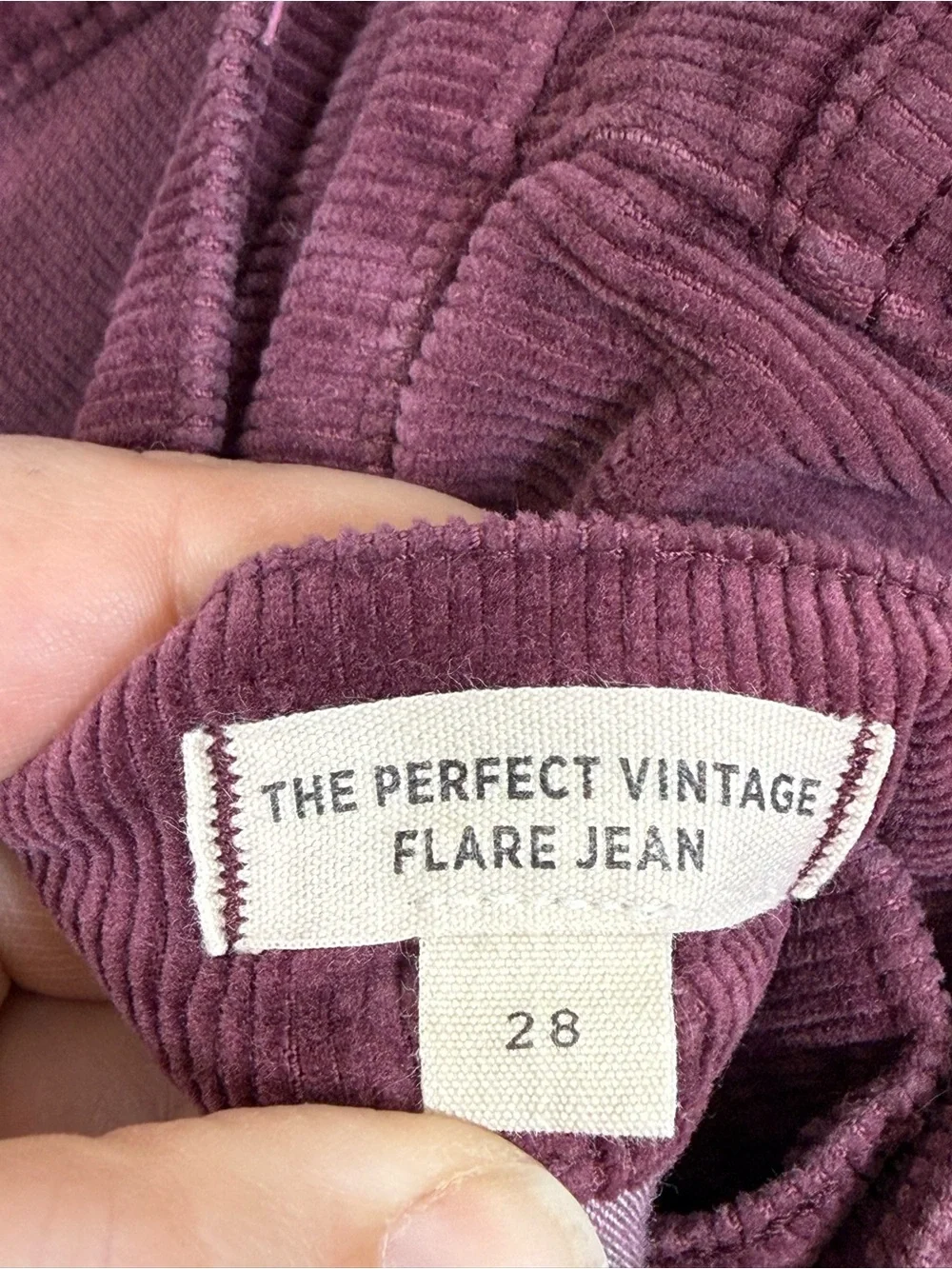 Madewell Burgundy Corduroy Flare Leg Jeans. Size 28. Excellent condition! - Picture 6 of 6